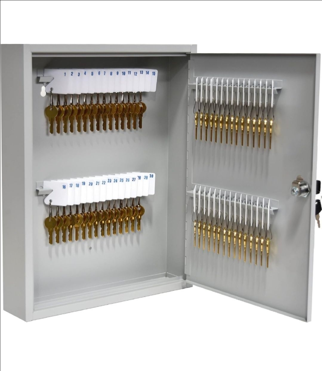 BankSupplies Fort Knox Key Holder Cabinet - 60-Key Cabinet 60 Easy-to-Write-On Key Tags