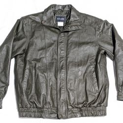 Like New Genuine Leather Bomber Jacket, Sz XL