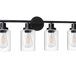 New Unicozin 4 Light Vanity Lights, Black Wall Sconce Light with Clear Glass
