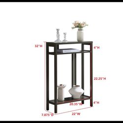 Kings Brand Furniture Wood Console Table with 2 Open Storage Shelves, Caviar