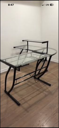 Glass and Metal Computer Desk