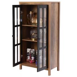 New Brown and Black Accent Storage Cabinet with Doors and Shelves