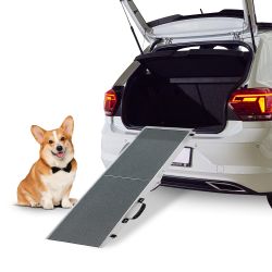 Panther Armor Foldable Aluminum Dog Ramp, Large Size, Foldable Pet Ramp for Car, Portable, Heavy-Duty Ramp for Small and Large Dogs up to 240lbs, Outd