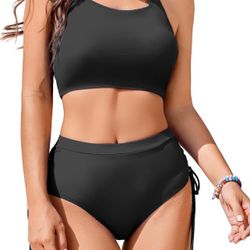 Brandnew(XXL) Womens High Waisted Bikini Sets Cheeky Push Up Two Piece Swimsuits Drawstring Halter Tummy Control Bathing Suit
