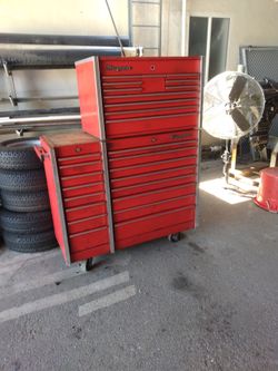 Large two piece snap-on roll away toolbox