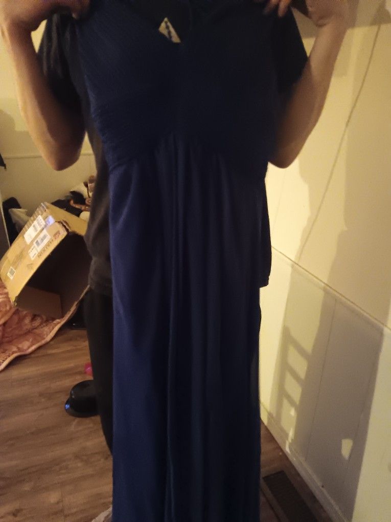 Blue One Shoulder Prom Dress