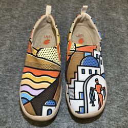 UIN Slip On Shoes Loafer’s "Sunset in Santorini" Size 7.5 Women’s