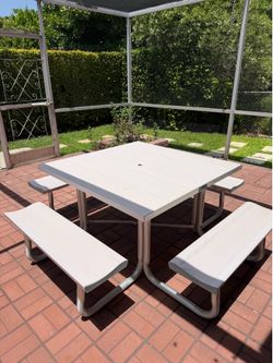 All Aluminum Picnic Table Square top with Stainless steel hardware