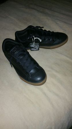 Leather Converse slip ons