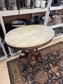Antique Victorian Marble Top Oval Side Table