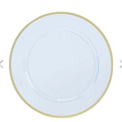 Dusty Blue With Gold Trim Charger Plate