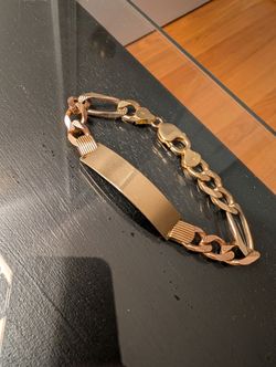14k Real Gold 8.25" Figaro Bracelet, 29.1g