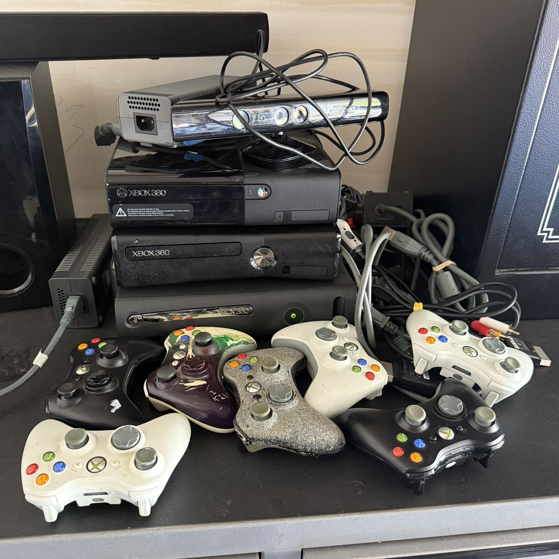 Misc Xbox 360 Bundle – 3 Consoles, 8 Controllers, Kinect, Cables