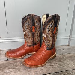 Ostrich Square Toe Boots Size 9.5