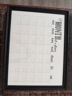 Dry Erase Calendar Board large framed