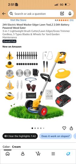 24V Cordless 3-in-1 Weed Wacker, Edger & Brush Cutter