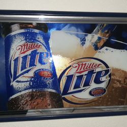 Vintage Miller Lite Mirror Bar Sign - 38x26 Huge - 2005 Beer Mirror Bar Mirror