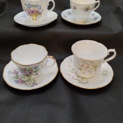 Bone China Cups And Saucers Set Of 4