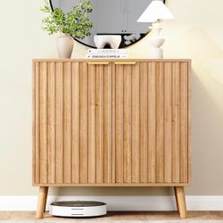 Mid-Century Modern Fluted Sideboard Cabinet