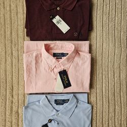3 new mens size M  classic fit polo RL shirts ( PRICE FOR ALL 3)