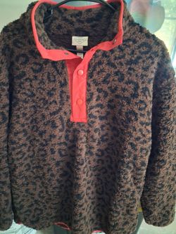 St. John's Bay Sherpa Pullover Leopard Print
