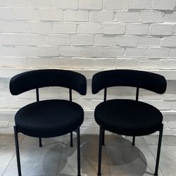 CB2 Inesse Boucle Black Dining Chairs - SET OF 2