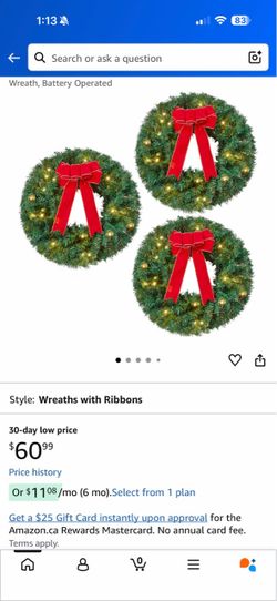 Lit Wreath with LED Lights with Ribbon, 3 Pcs Wreaths for Front Door, Windows, Living Room,