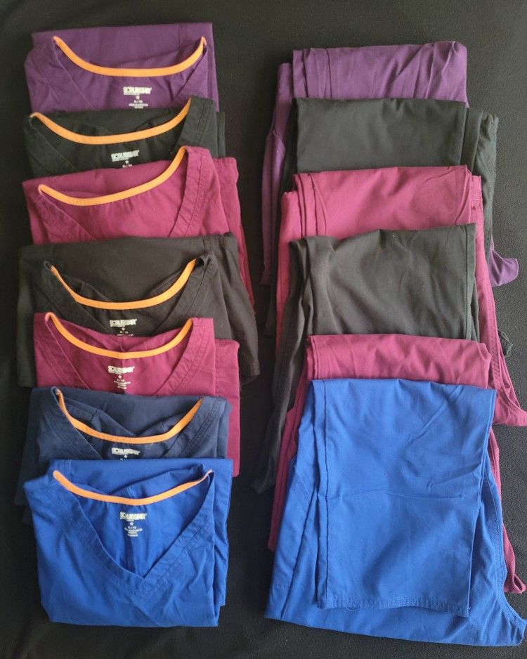 6 Sets of WOMEN'S SCRUBS (USED) and One Extra Top