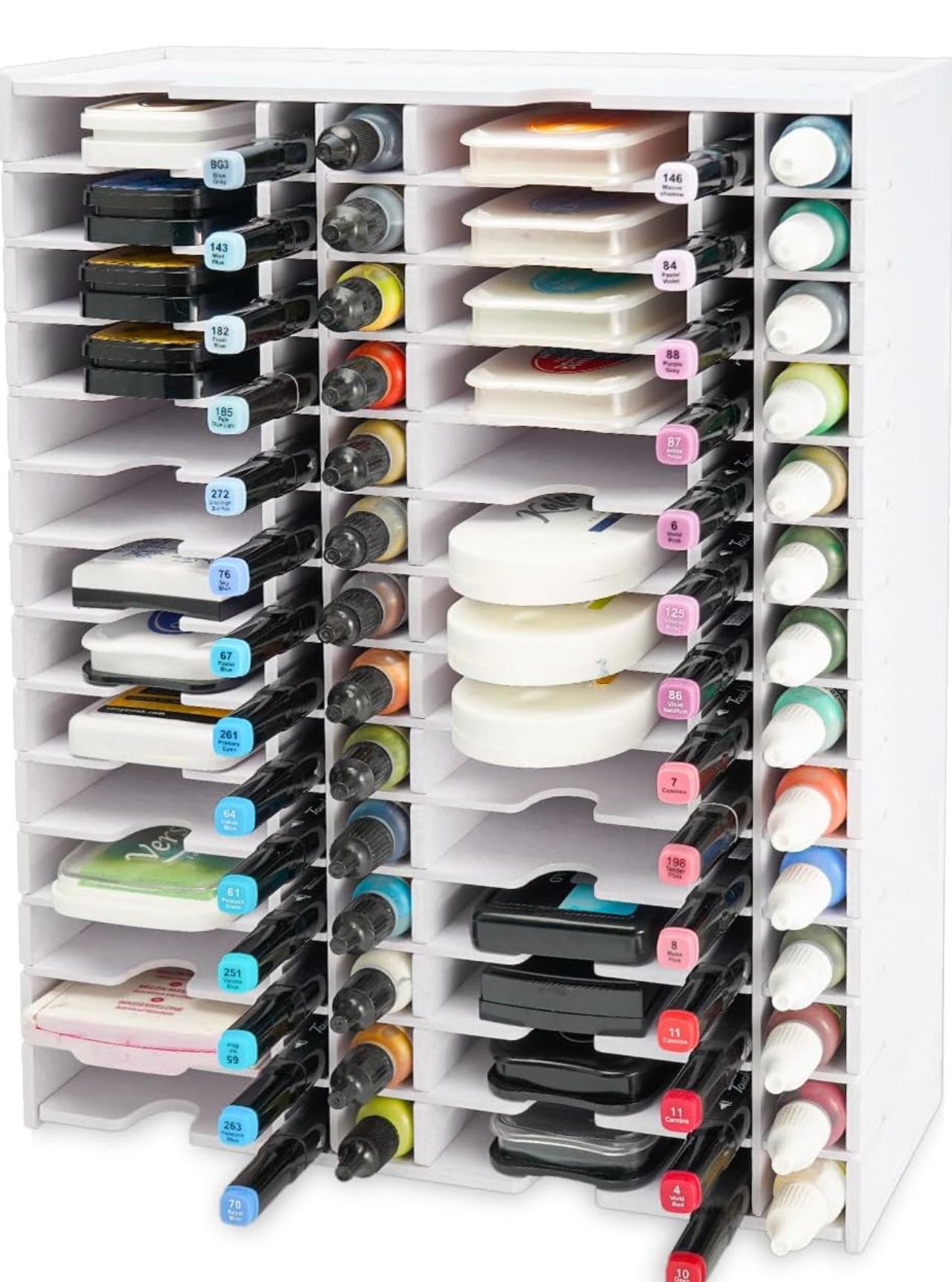 Krafetto Combined storage shelf of ink pads, 28 grids for ink pads, 28 grids for markers, 28 grids for ink refill, organizer