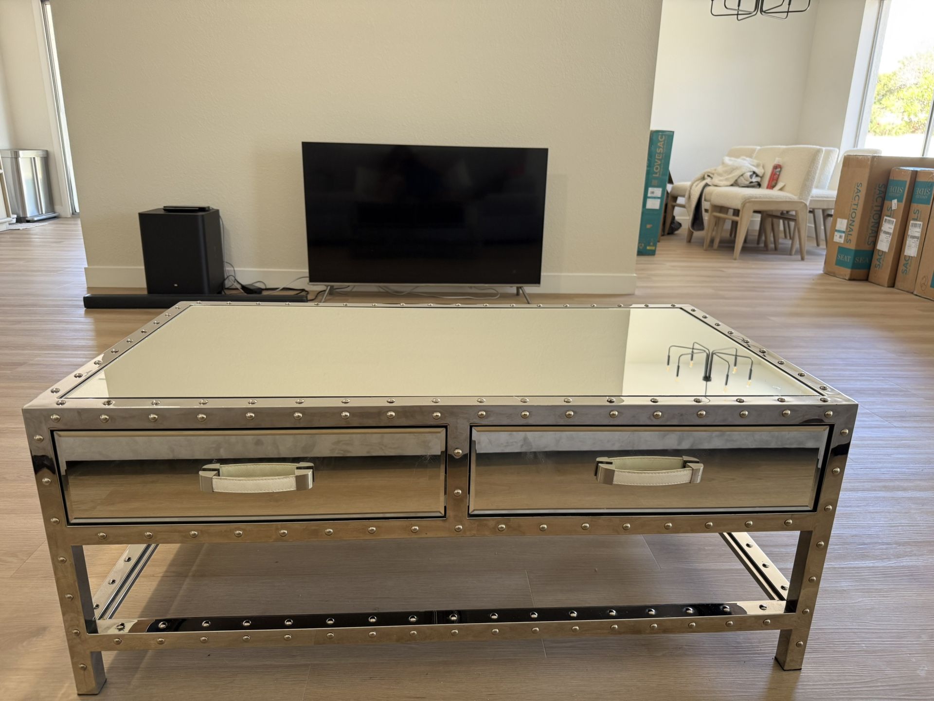 Z Gallerie Flight Mirrored Coffee Table