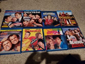 Comedy Blu Ray Bundle:Anchorman 1 + 2, The Campaign, This is the End, Step Brothers, Dodgeball, The Wedding Singer, Old School