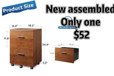 😀 Wood File Cabinet, 2 Drawer Filing Cabinet for Home Office, Vertical File Cabinets with Wheels fits A4/Letter/Legal Size File, Walnut