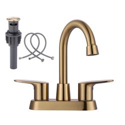 4 in. Center Set Double Handle High Arc Bathroom Faucet 