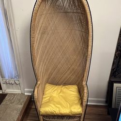 Vintage Tall Back Wicker Chair