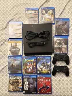 PS4 Slim Bundle - 2 Controllers + 12 Games - Great Condition!