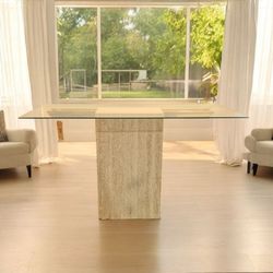 Vintage Travertine Entryway Console Table