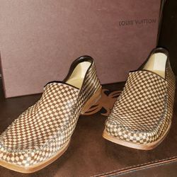 Louis Vuitton Beige/Brown Damier Pony Hair Montaigne Square Toe Loafers  Size 44 Louis Vuitton