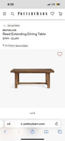  		 Reed Extending Dining Table, Antique Umber, 73"-97" L