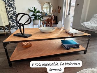 Victoria’s Armoire Indonesian Wood & Iron Coffee Table – 59” x 35”