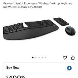 Microsoft Sculpt Ergonomic Wireless Desktop Keyboard and Wireless Mouse L5V-00001
