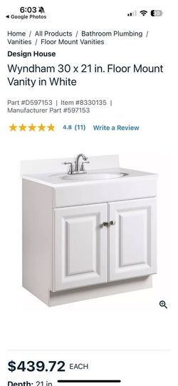 Design House Wyndham Collection Vanity (White Semi Glass Finished)