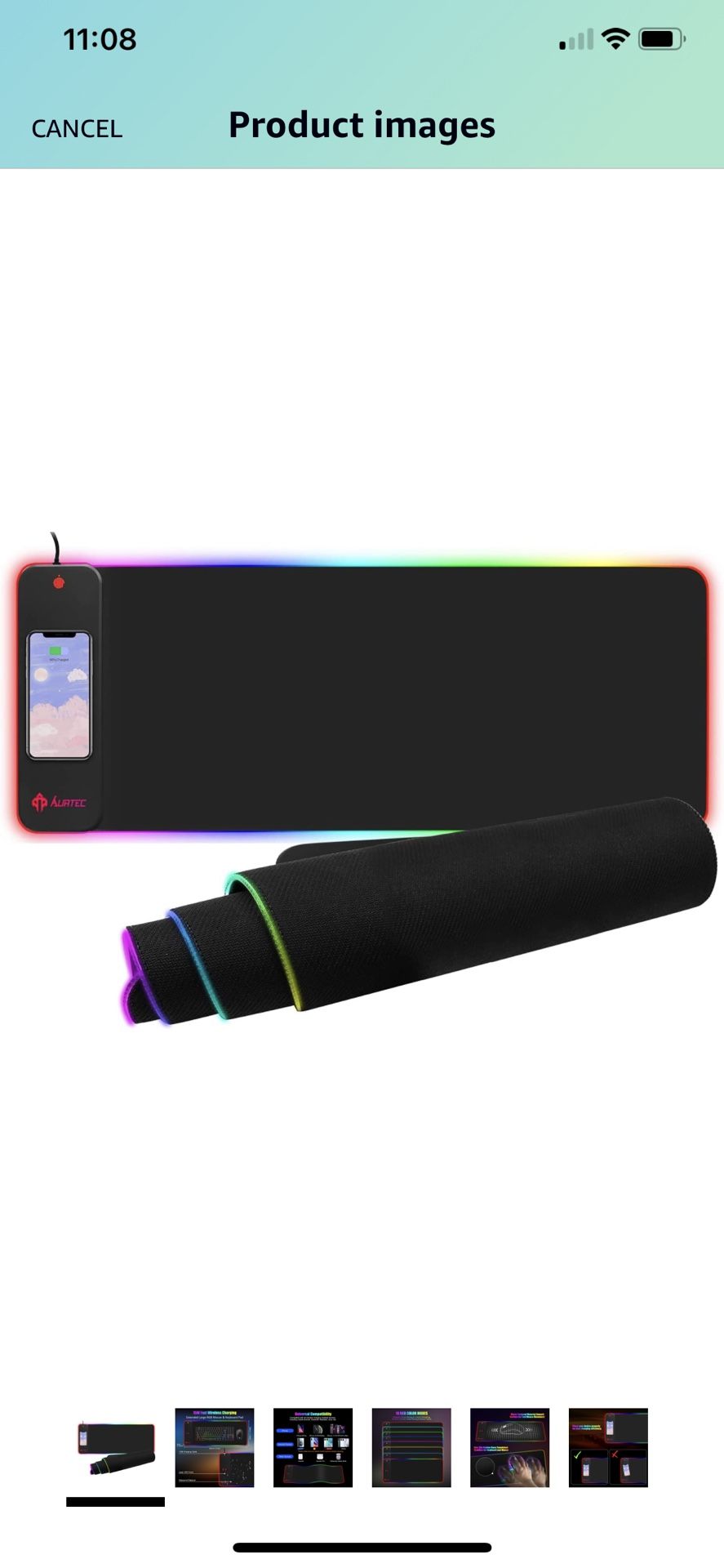 RGB Gaming Mouse Pad with 15W Fast Wireless Charging, AURTEC Extra Large Waterproof and Non-Slip Rubber Base Mouse and Keyboard Mat with 10 Lighting M