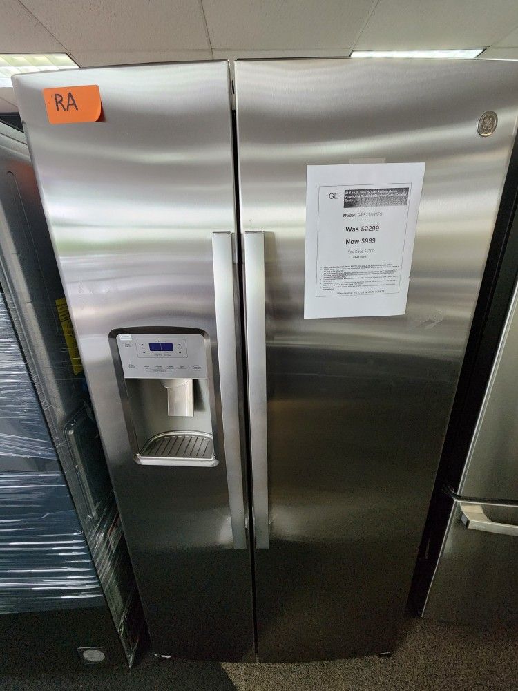 GE 21.8 cu. ft. Side by Side Refrigerator in Fingerprint Resistant Stainless Steel Counter Depth