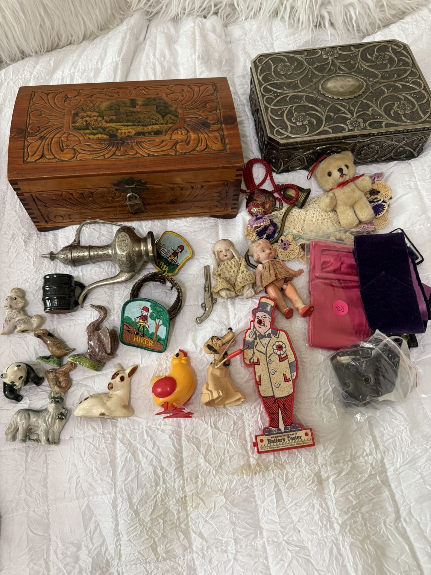 Lot Of Antique Jewelry Box, Porcelain , Toys, Dolls