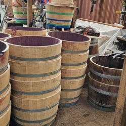 Fresh Cut Wine Barrel Planters