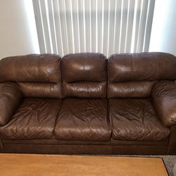Leather Couch And Reclining Chair Set