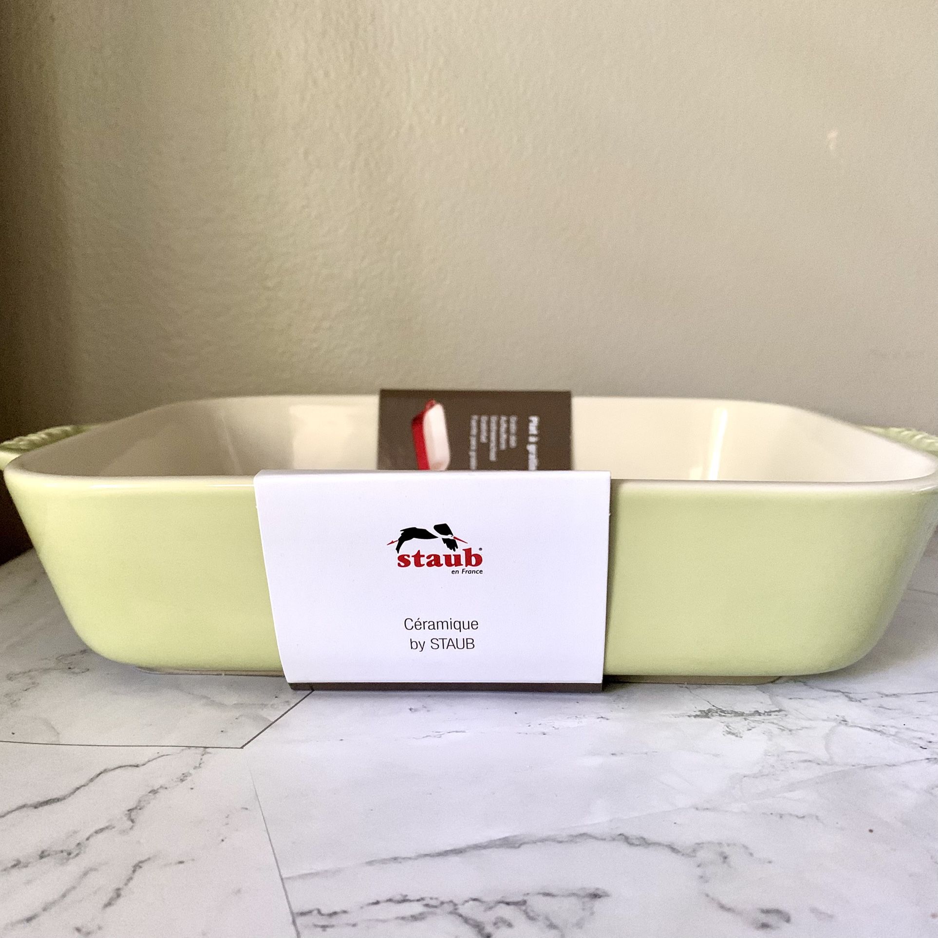 STAUB France 7.5” x 6” 1.25 Qt Rectan Gratin Dish Light Green
