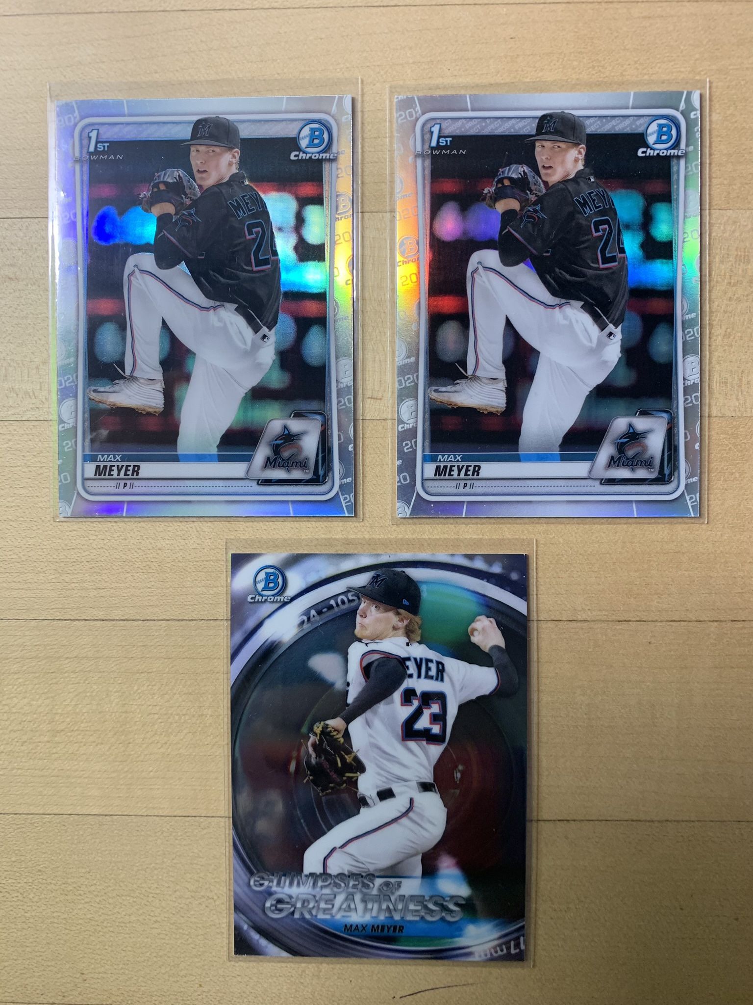 Max Meyer 1st Bowman Refractor Baseball Cards