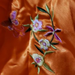 Orange Robe with Embroidered Flowers 