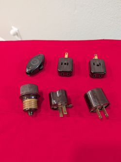 Vintage Socket plug, Plug adapters, Triple cube adapters and On/Off Switch lot of 6 .